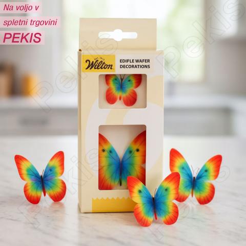 Užitni metuljčki in rožice iz hostije Wilton – Mavrični Sijaj 8 kosov