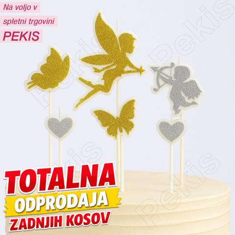 Bleščeče svečke Zlata vila z metulji in Srebrni kupid s srčkoma ljubezni ***-60%***