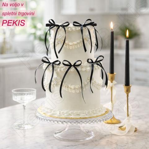 Črne pentlje za okrasitev torte (10 kom) eleganca z značajem