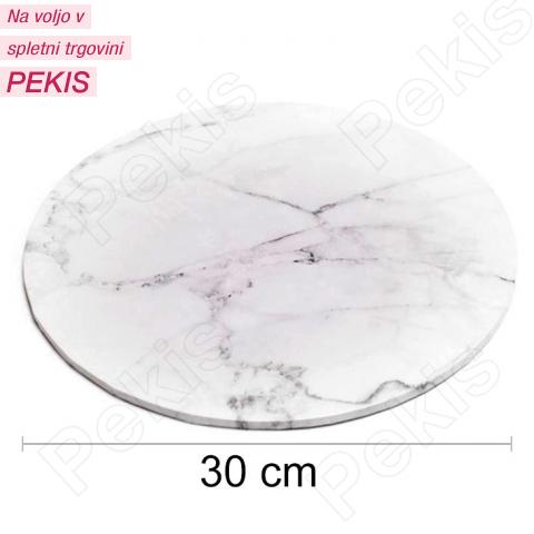 Podstavek 30cm, debelina 4mm, beli marmor