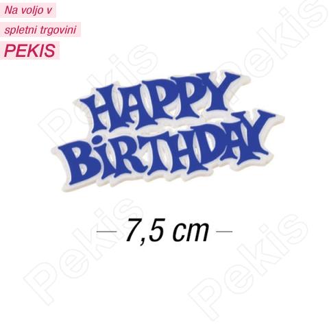 Topper za torto Happy Birthday 7,5 cm, Moder
