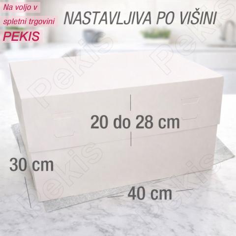Nastavljiva kartonska škatla + podstavek 40x30cm, višina 20–28cm