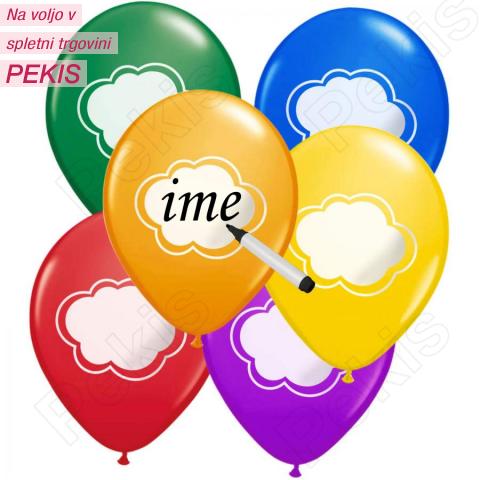 Baloni z oblakci za sporočilo, raznobarvni