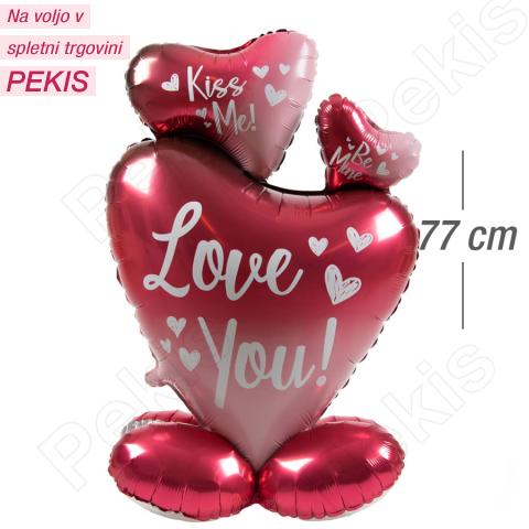 Stoječi folija balon (77 cm) Trojno srce Stoječi folija balon (77 cm) Trojno srce