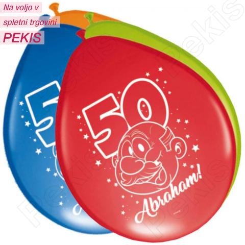 Mavrični baloni za 50. rojstni dan 30 cm, 8 kosov, abraham