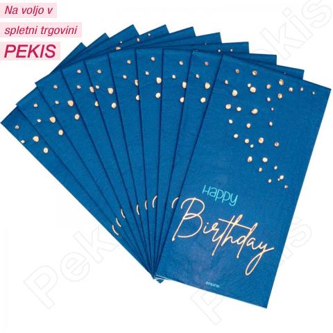 Servieti Happy Birthday (elegantno modri) 10 kom Servieti Happy Birthday (elegantno modri) 10 kom