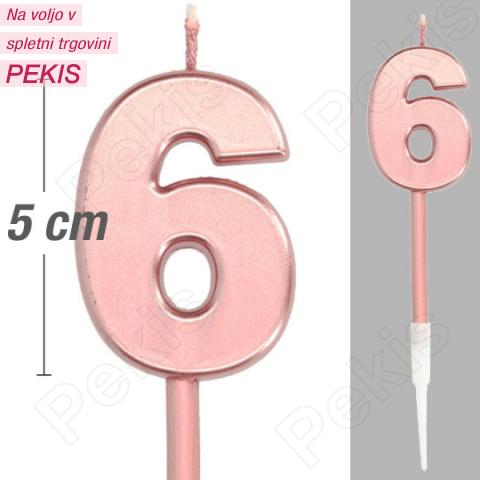 Glamurozna metalik Roza Zlata (rose gold) svečka, št.6 Glamurozna metalik Roza Zlata (rose gold) svečka, št.6