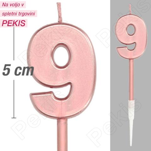 Glamurozna metalik Roza Zlata (rose gold) svečka, št.9 Glamurozna metalik Roza Zlata (rose gold) svečka, št.9