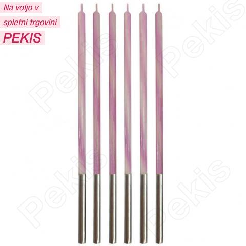 Roza pink svečke (15 cm, 6 kom)