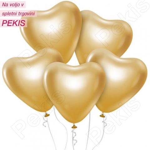 Baloni lepota in šarm (platinasto zlati srčki) 6 kom
