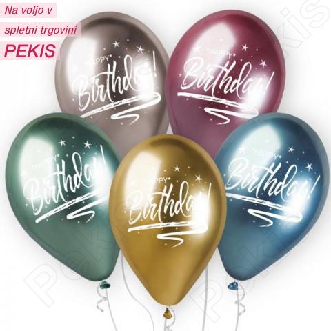 Sijoči baloni Happy Birthday (naključne barve) 5 kom