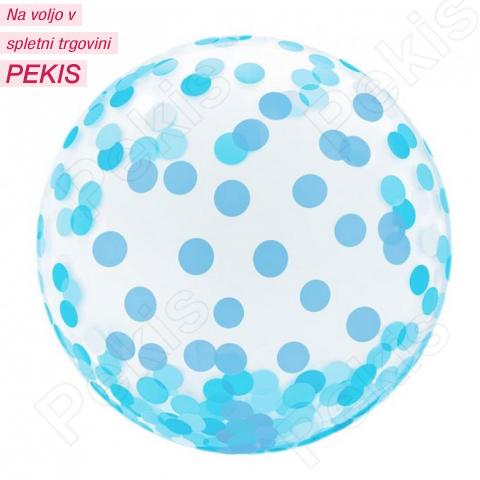 Prozoren balon (37 cm) modri konfeti