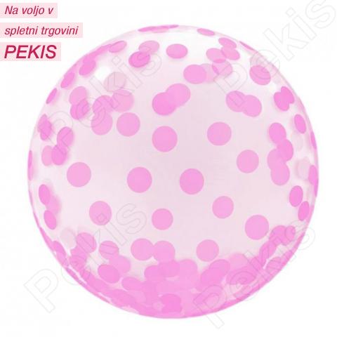 Prozoren balon (37 cm) roza konfeti