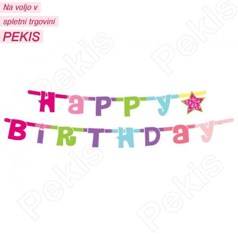 Papirnate zastavice (roza) Happy Birthday