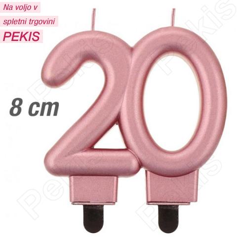 Metalik rose-gold svečka za 20 let Metalik rose-gold svečka za 20 let