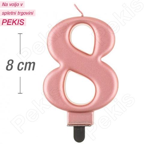 Metalik rose-gold svečka št.8 Metalik rose-gold svečka št.8