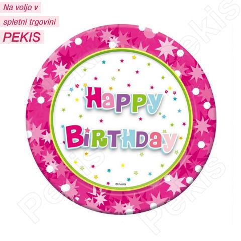Krožniki (roza) Happy Birthday št.1 Krožniki (roza) Happy Birthday št.1