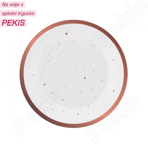 Papirnati krožniki z Rose gold (roza zlato) obrobo, 18 cm Papirnati krožniki z Rose gold (roza zlato) obrobo, 18 cm