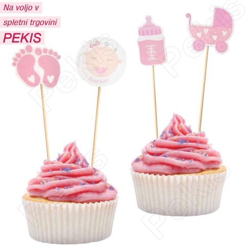 Dekoracija za muffine (12 kom) Roza Baby Shower Dekoracija za muffine (12 kom) Roza Baby Shower