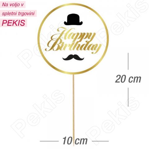 Topper za torto zlat krog (št.2) Happy Birthday Topper za torto zlat krog (št.2) Happy Birthday