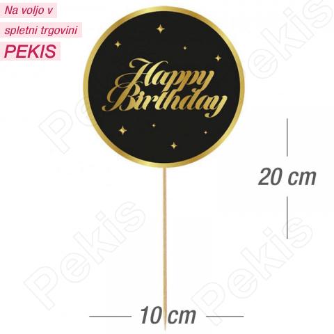 Topper za torto črn krog (št.1) Happy Birthday Topper za torto črn krog (št.1) Happy Birthday