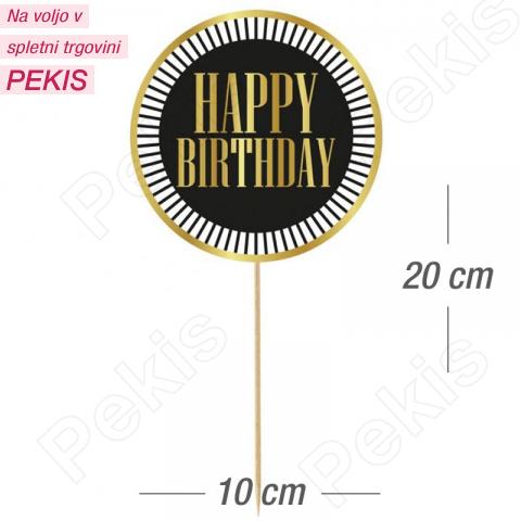 Topper za torto črn krog (št.3) Happy Birthday Topper za torto črn krog (št.3) Happy Birthday