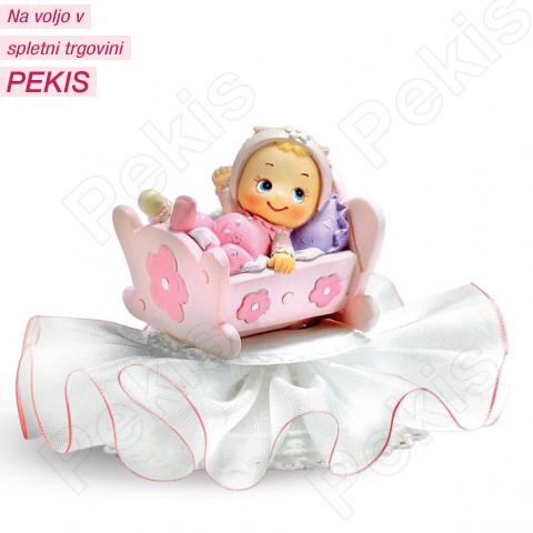 Figurica DEKLICA v zibelki na podstavku Figurica DEKLICA v zibelki na podstavku