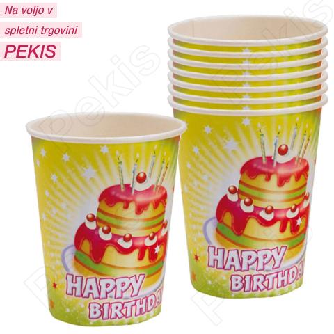 Papirnati kozarci Happy Birthday, 250 ml, 8 kom Papirnati kozarci Happy Birthday, 250 ml, 8 kom