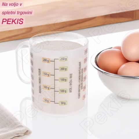 Merilna skodelica 0,25 l za tekočine, moko, riž, sol in sladkor