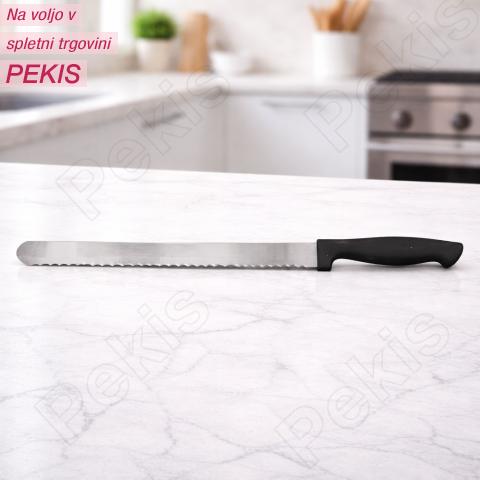Nazobčan nož za torto 28 cm za natančno rezanje plasti