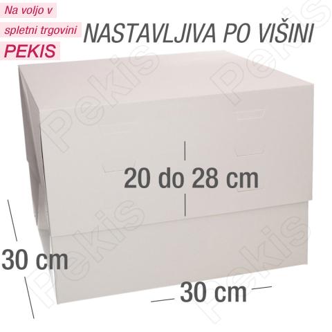 Wilton nastavljiva kartonska škatla za torte – 30 x 30 cm, višina 20–28 cm