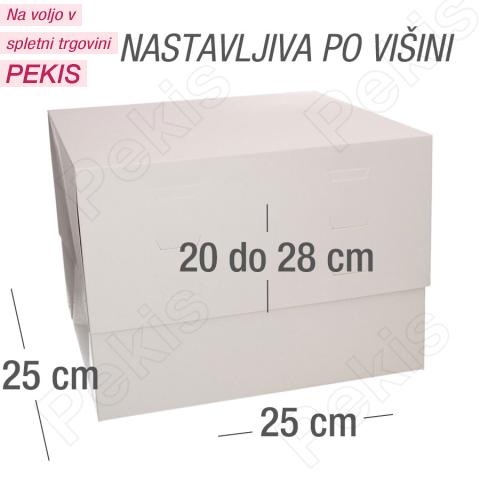 Wilton nastavljiva kartonska škatla za torte – 25 x 25 cm, višina 20–28 cm
