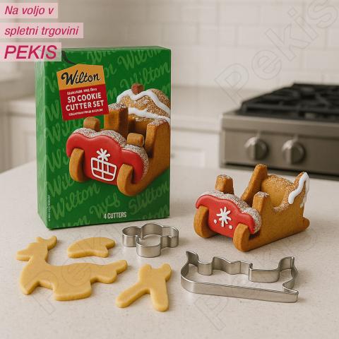Wilton 3D modelček za piškote – božične sani