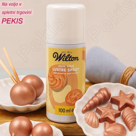 Wilton bleščeč sprej Rose Gold 100 ml – za sijaj sladic in dekoracij