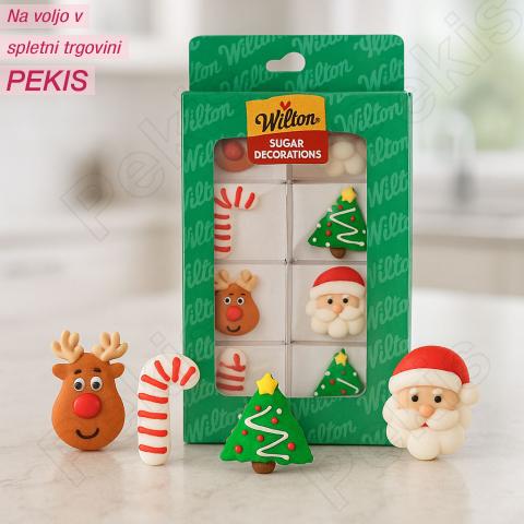 Wilton sladkorni okraski Vesel božič za torte (8 kosov)