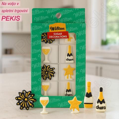 Wilton sladkorni okraski Peneče praznovanje za torte (8 kosov)
