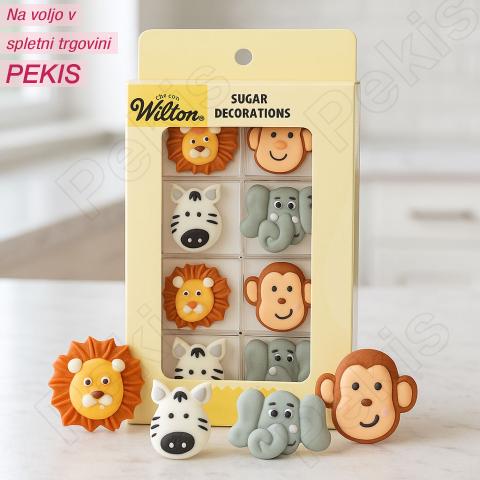 Wilton sladkorni okraski Safari živali za torte (8 kosov)