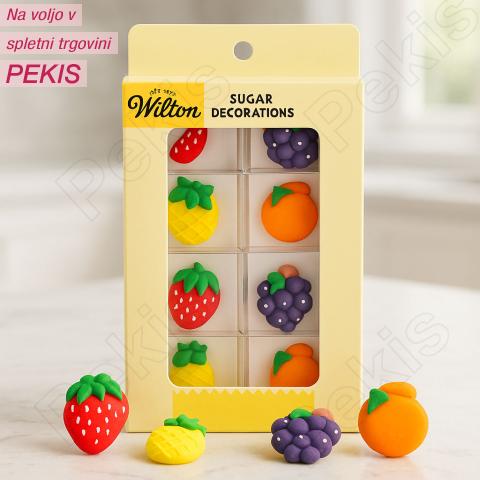Wilton sladkorni okraski Poletno sadje za torte (8 kosov)