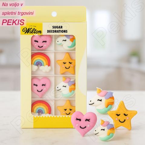 Wilton sladkorni okraski Samorog Dream za torte (8 kosov)