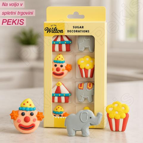 Wilton sladkorni okraski Cirkus za torte (8 kosov)