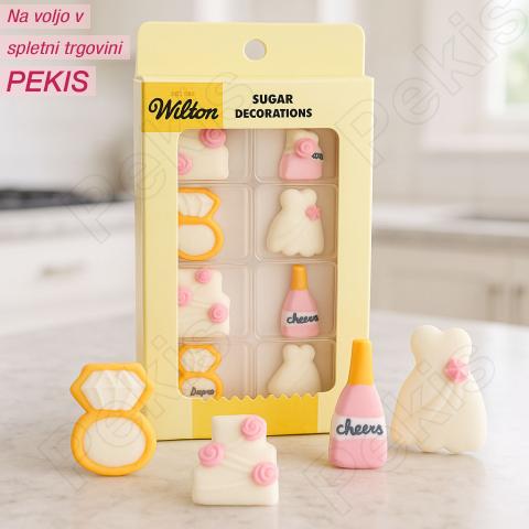 Wilton sladkorni okraski Sanjska poroka za torte (8 kosov)