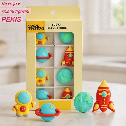 Wilton sladkorni okraski Vesoljske pustolovščine za torte (8 kosov)