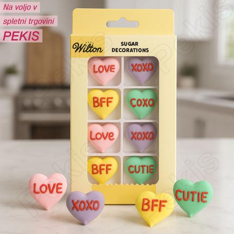Wilton sladkorni okraski Ljubezenska sporočila za torte (8 kosov)