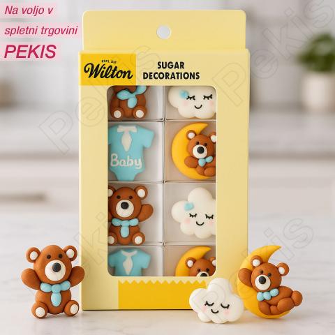 Wilton sladkorni okraski Modra otroška blaženost za torte (8 kosov)