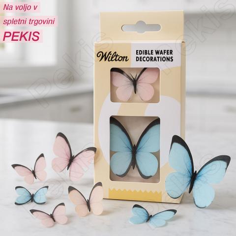 Užitni metuljčki in rožice iz hostije Wilton – Pastelna Eleganca 8 kosov