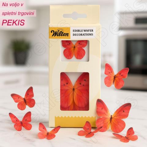 Užitni metuljčki in rožice iz hostije Wilton – Rdeči Ombre 8 kosov