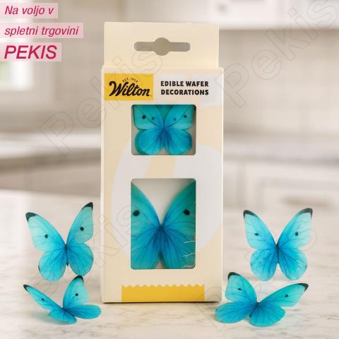 Užitni metuljčki in rožice iz hostije Wilton – Modri Ombre 8 kosov