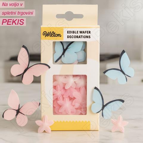 Užitni metuljčki in rožice iz hostije Wilton – Pastel Ombre 30 kosov