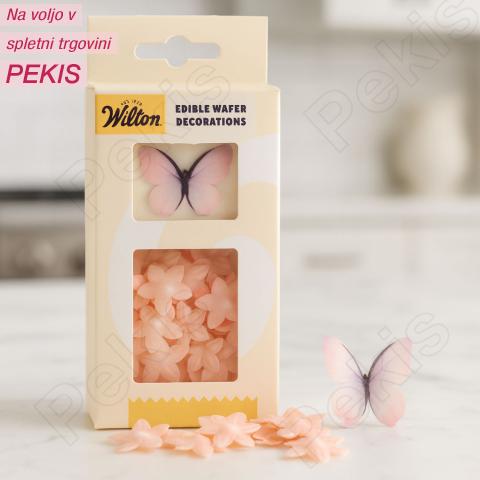Užitni metuljčki in rožice iz hostije Wilton – Roza Ombre 30 kosov