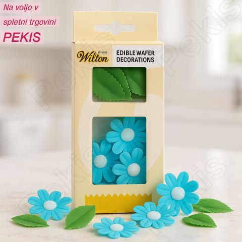 Užitni okraski Wilton – modro cvetje in listi